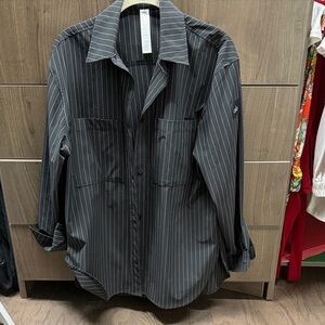 ALO Yoga Gray Pinstripe Shirt